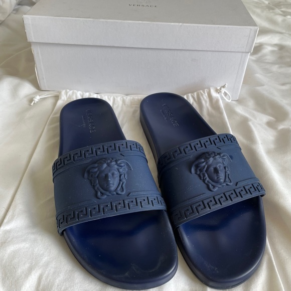 Versace Palazzo Slides Blue - Picture 2 of 4
